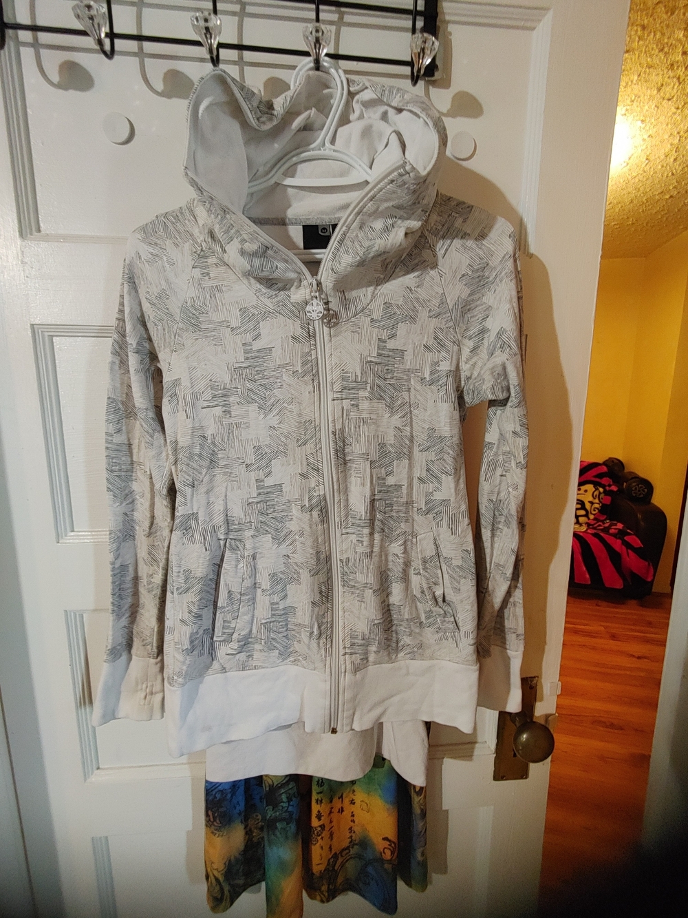 Bench Light Gray & White Patterned Zip Hoodie